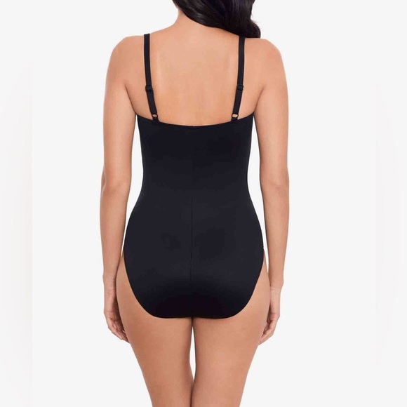 New Miraclesuit Lyra One Piece Swimsuit Spectra Black Contrast Mesh Side Sz 10 - Picture 3 of 12
